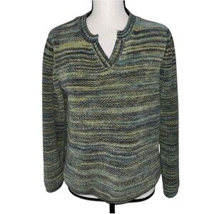 J. Jill Multicolor Chenille Marled Notch Neck Soft Pullover Sweater Size Small